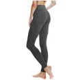 thumbnail image 4 of DDAPJ pyju High Waisted Leggings for Women Stretch Tummy Control Workout Running Yoga Pants Solid Basic Casual Athletic Tights Dark Gray S, 4 of 8