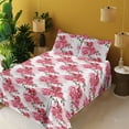 thumbnail image 2 of Ambesonne Floral Fitted & Flat Sheet with Sham 3 Pcs Set, Art Romantic Peony Petals, Twin XL, Brown Pink and Magenta, 2 of 5