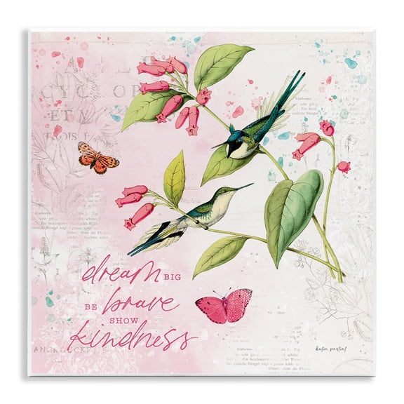 Stupell Industries Dream Big Birds & Florals Animals Painting Unframed Art Print Wall Art, 12 x 12