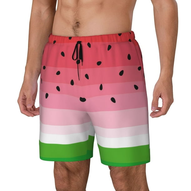 Fotbe Watermelon Traje de Baño para Hombre – Shorts de Natación de Secado Rápido con Forro y Bolsillos-Medium