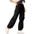 thumbnail image 7 of Women's Wide Leg High Waisted Multi Pocket Loose Fit Cargo Trousers, Utility Straight Leg Pants, Casual Military Style Pants for Women with Drawstring,Black,2XL, 7 of 7