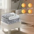 thumbnail image 2 of SUNNY HEAT Full Size Electric Heated Blanket - 72''x84'' Soft Flannel, 10 Heating Levels with 1-12H Auto Off, Safety Overheat Protection, Leopard Blue & White Design, 2 of 6