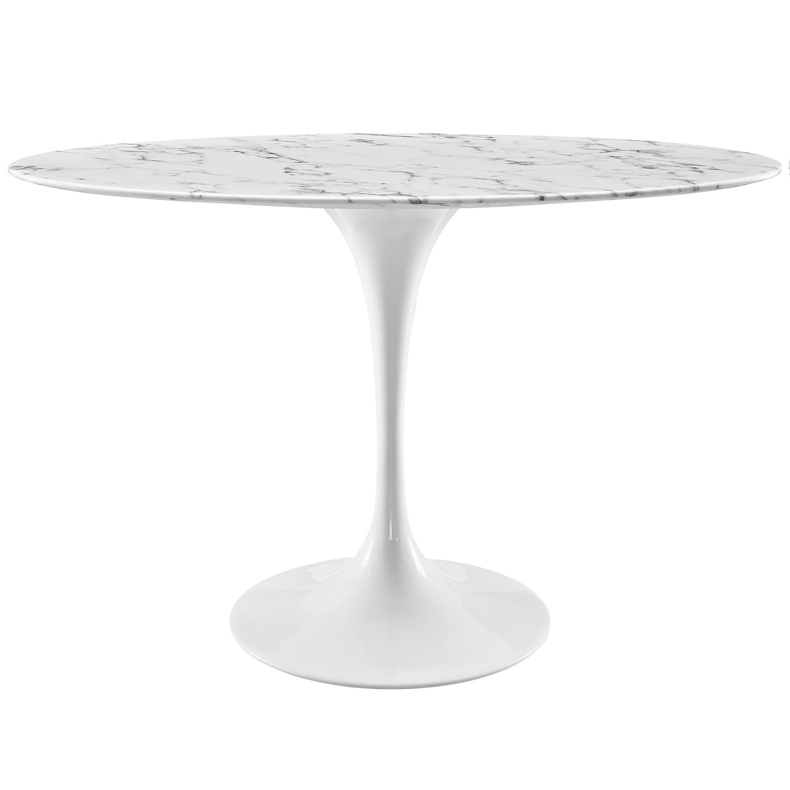 Modway Lippa 48" Oval Metal Artificial Marble Dining Table in White