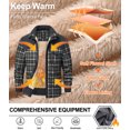 thumbnail image 3 of Xidunhg Men's Long Sleeve Sherpa Lined Shirt Jacket Flannel Plaid Fleece Coats, 3 of 13