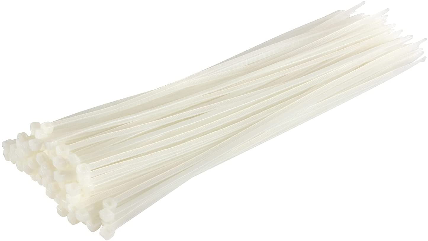 GTSE 12 Inch White Zip Ties, 100 Pack, 50lb Self Locking Cable Ties ...