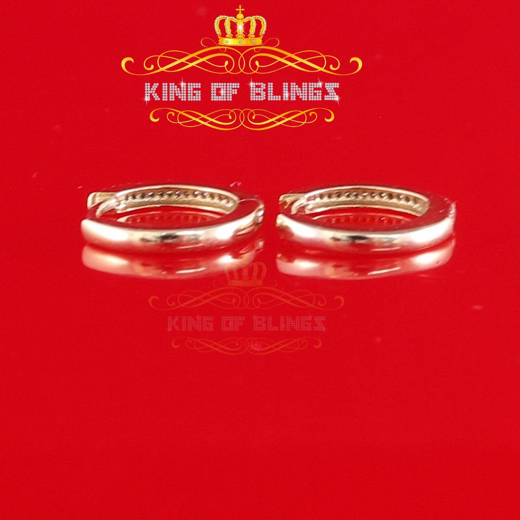 King of Bling's 0.10ct Diamond 925 Sterling Silver Yellow Hoop Stud Earrings For Men's / Women's