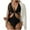 Black, variant on Women's One-Piece Swimsuit with Plunge Neckline and Ruched Sides in Form-Fitting Stretch Fabric for Beach Pool Ready Black M