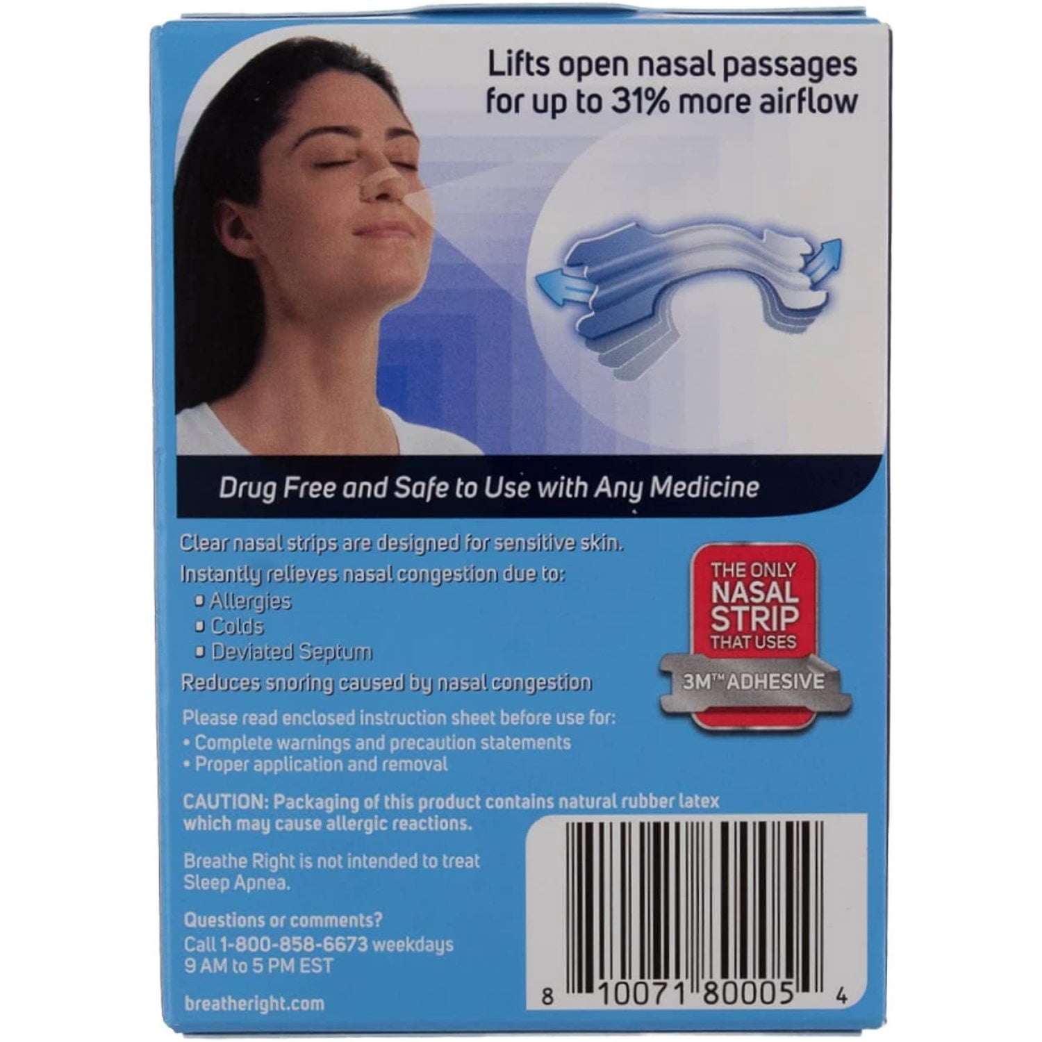 (120 Strips) Breathe Right Nasal Strips Clear Large for Sensitive Skin