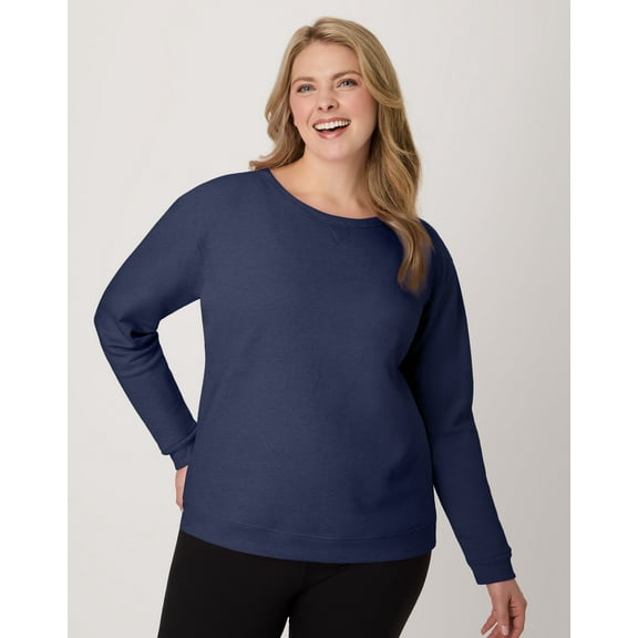 Hanes EcoSmart Women's Fleece Sweatshirt, V-Notch Navy Heather M
