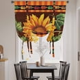 thumbnail image 4 of Fall Sunflower Tie Up Curtain 54 Inches Long, Orange Floral Leaf Plaid Countryside Balloon Style Kitchen Window Curtain Over Sink, Small Window Rod Pocket Curtain 42"x54", 4 of 9