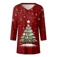 thumbnail image 4 of larppty Christmas Shirts for Women 3/4 Length Sleeve Tops 2025 Funny Christmas Tree Graphic Tshirts Xmas Shirt Holiday Tunic (Wine, XL), 4 of 4