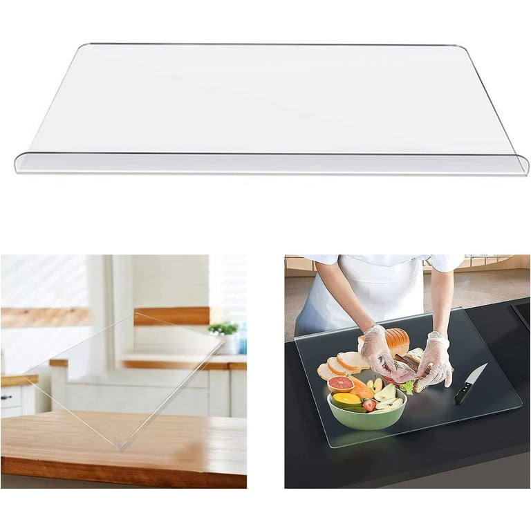 Acrylic Cutting Boards for Kitchen Counter, Clear Cutting Board for Countertop, Acrylic Anti-Slip Transparent Cutting Board with Lip for Counter