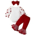 thumbnail image 4 of CAICJ98 My First Valentines Day Toddler Baby Girl Outfit Red Heart Long Sleeve Romper and Flare Pants Infant Newborn Girl Clothes (Red,6-12 Months), 4 of 7