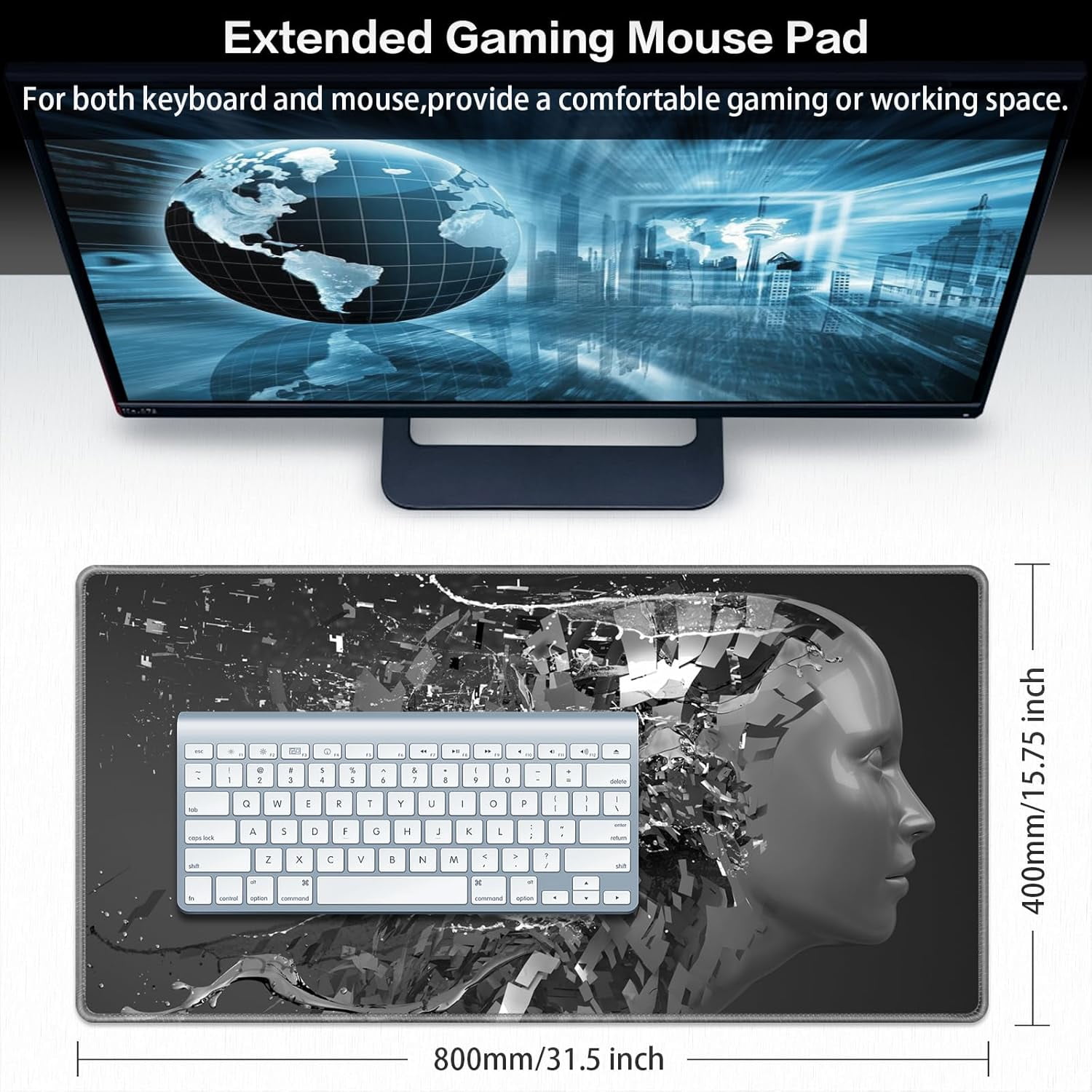 Gaming Mouse Pad, Large Extended Mouse Pad Big Computer Mousepad for Home Office Gaming Work 31.5x15.7inch