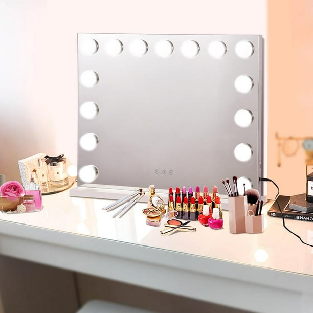 Wall Mounted Hollywood Vanity Mirror Lighted With Touch Control Design Professional Makeup Kit 3 Color Lighting Modes Com Wall Mounted Hollywood Vanity Mirror, Hollywood Light Mirror Vanity