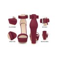 thumbnail image 3 of BLISSFUL STEP Women's Shoes Faux Suede Platform Block Heel Ankle Strap Buckle Open Toe Sandals Burgundy 10.5, 3 of 6