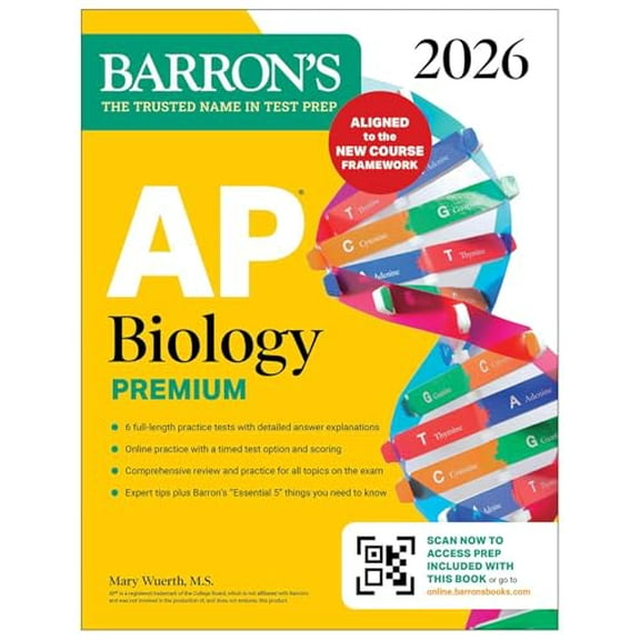 Pre-Owned AP Biology Premium, 2026: Prep Book with 6 Practice Tests   Comprehensive Review   Online Practice (Barron's AP Prep), 9781506296708, 150629670X, Paperback, Premium edition