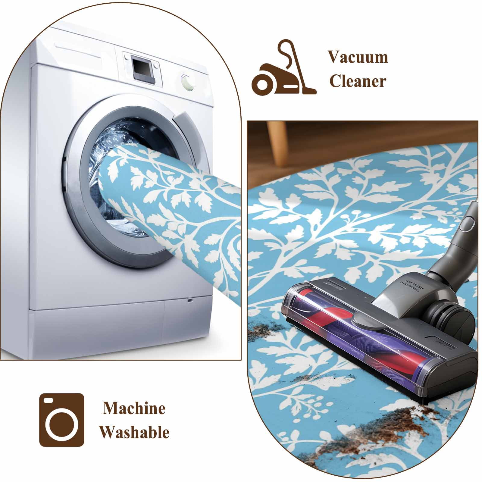 Area Rugs for Living Room Bedroom, Blue Spring Floral 4'x6' Rug Washable Carpet Runner Indoor Outdoor, Farmhouse Flowers Elegant Pastoral Non Slip Accent Floor Mats Rug for Kitchen, Office
