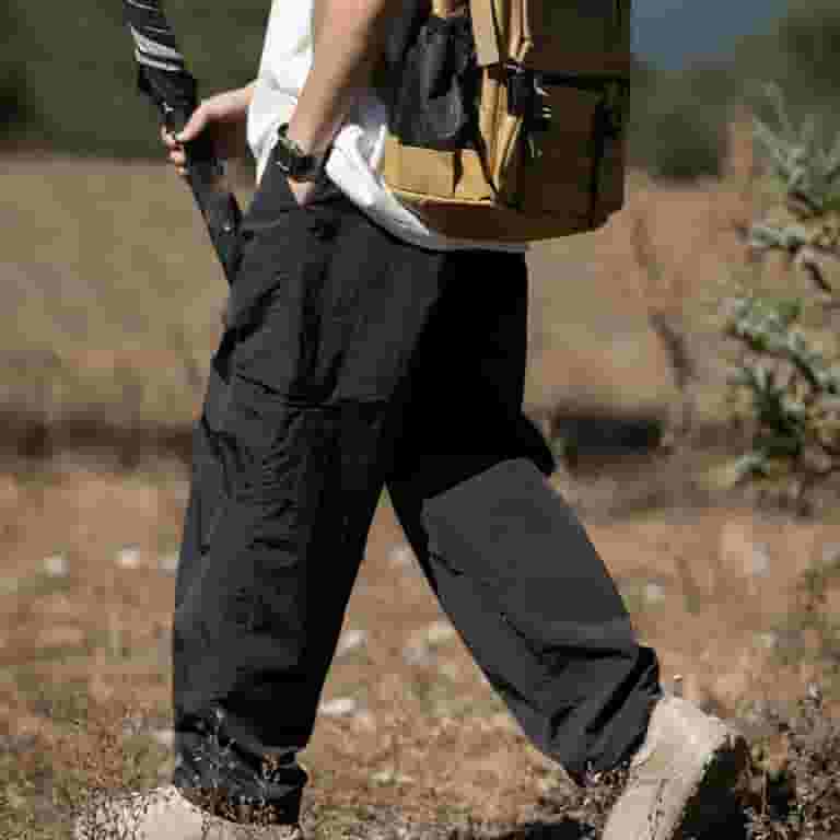 QATAINLAV Wide Leg Pants Men Baggy Casual Drawstring Hiking QATAINLAV Wide Leg Pants Men Baggy Casual Drawstring Hiking