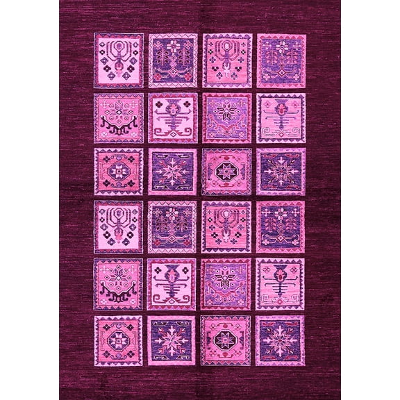 Ahgly Company Indoor Rectangle Oriental Pink Modern Area Rugs, 5' x 7'