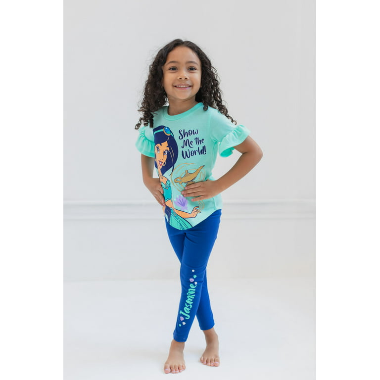Disney Princess Jasmine Little Girls T-Shirt and Jogger Leggings Outfit Set  Toddler to Big Kid