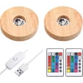 thumbnail image 1 of Mudder 2 Pieces LED Base Display Base Lighted Display Stand,16 Colored USB Light Table Wood Round Crystal Light Art Table Centerpiece with Remote Control, 1 of 5