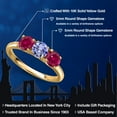 thumbnail image 2 of Gem Stone King 10K Yellow Gold Blue Tanzanite and Red Created Ruby Engagement Ring for Women | 1.66 Cttw | Round 5MM | Gemstone December Birthstone | Size 8, 2 of 6