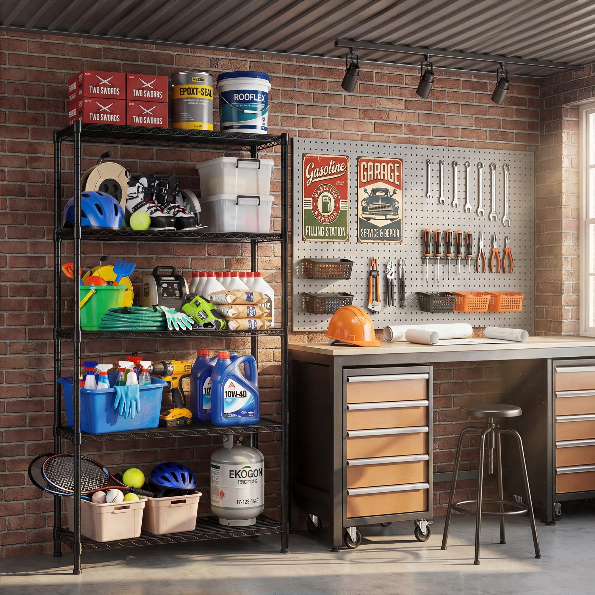Goosiay 2-Pack Adjustable 5-Tier Metal Wire Storage Shelves, 72” H × 36” L × 14” W, 750 LB Capacity Heavy Duty Shelf Units for Garage, Kitchen & Pantry