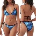 thumbnail image 3 of KLL Beautiful Ocean Dolphin Print Bikini Set for Women,String Two Piece Halter Top Triangle Bikini Set with Tie Side Bottom Sexy Swimsuit Bathing Suits, 3 of 6