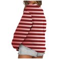 thumbnail image 3 of TIMIFIS Chandail en Molleton Rayé pour Femmes Manches Longues Décontracté Automne Hiver Mode Col Rond Chandail, 3 of 4