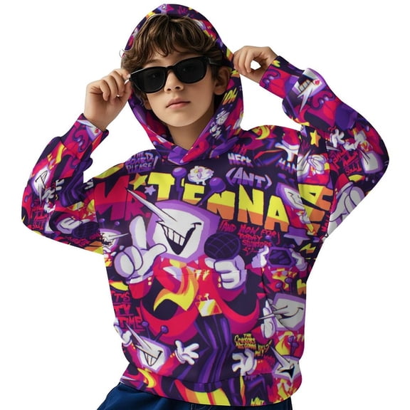 Tenna TV Time Deltarune Hooded Sweatshirt Graphic Printed Long Sleeves Pullover Hoodies