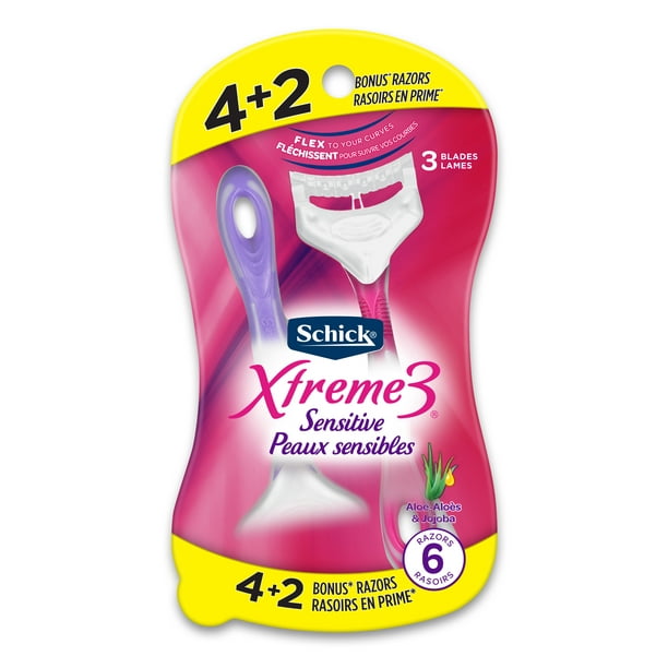 Schick Xtreme 3 Women's Disposable Razor Sensitive 4+2 Bonus