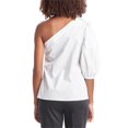 thumbnail image 2 of Natori womens  One-Shoulder Poplin Top, 4, White, 2 of 2