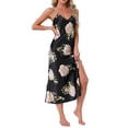 thumbnail image 4 of INSPIRE CHIC Women's Floral Satin Nightgowns Camisole Sleepwear Spaghetti Straps Nightshirt Silky Long Pajama Dress S Black, 4 of 6