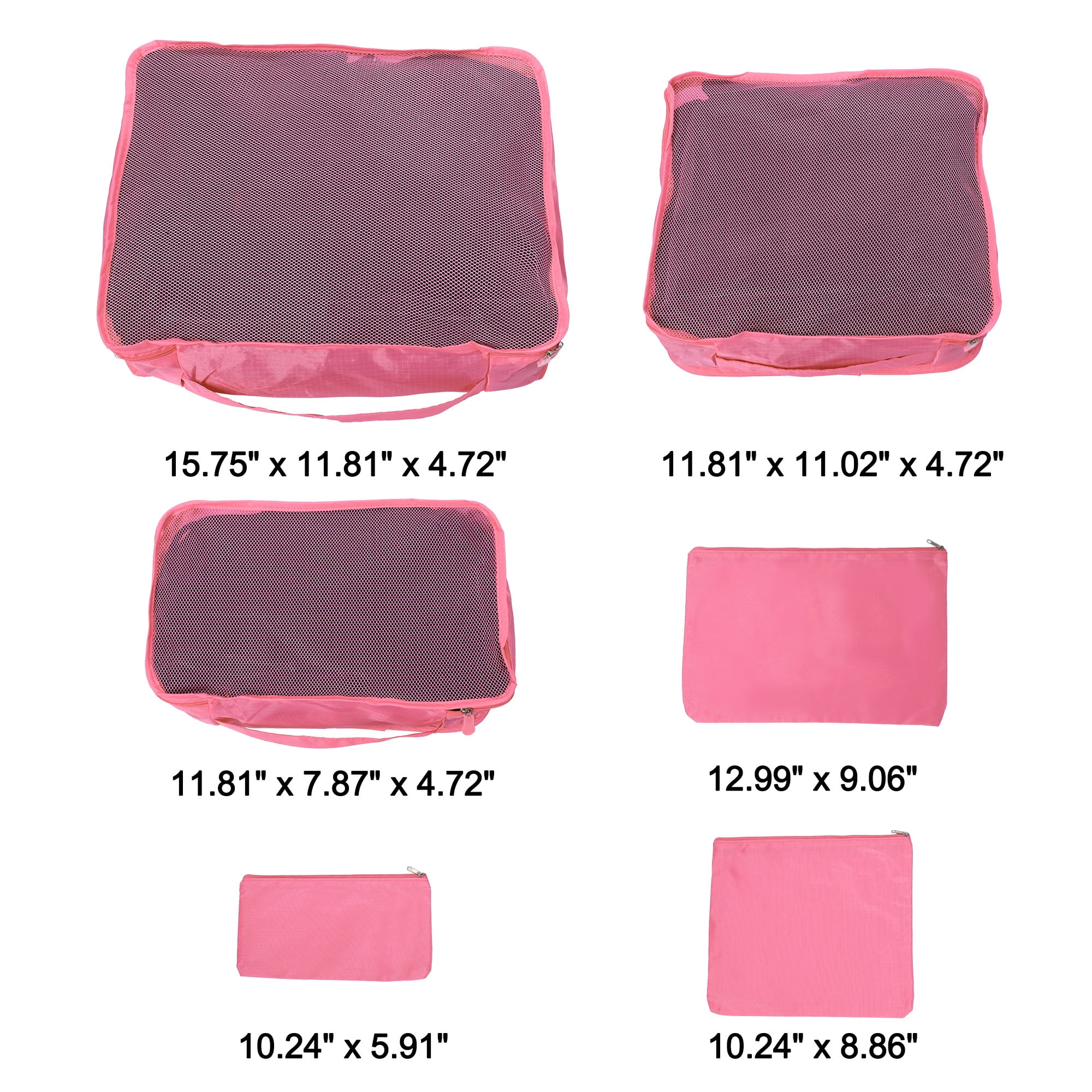 Unique Bargains 6Pcs Zipper Design Packing Cube Set for Luggage Pink