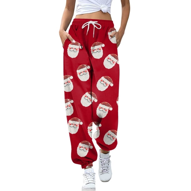 Gibobby pantalones de yoga Pantalones de entrenamiento para mujer, cintura media, pantalones largos sólidos, pantalones deportivos casuales sueltos (Rojo, S)