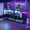 thumbnail image 6 of Casacomoda 48" Gaming Desk with LED Lights, Computer Desk with Shelf & PC Stand, Reversible Display Shelf, Carbon Fiber Black, 6 of 6