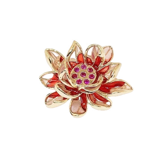 Chinese Style Enamel Brooch Sparkling Rhinestones Flower Shape Lapel Pin Suits Coats Bags Scarves Badge Versatile Accessory