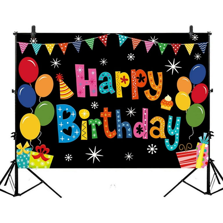 Happy Birthday Banner Backdrop - 63x17.7 Inch Colorful Yard Sign, Indoor/Outdoor Party Decor