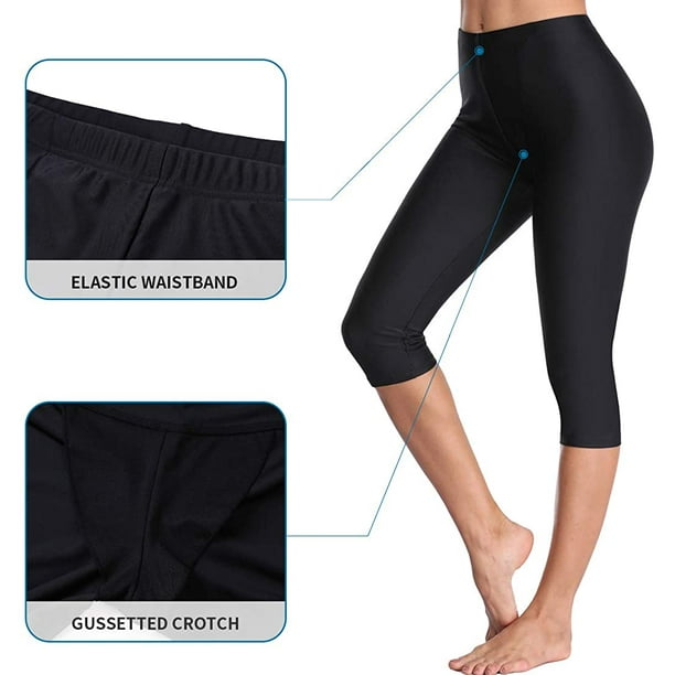 Women Capri Leggings Sun Protection Clothing UV Swimwear Chlorine Resistant  Black (XL) at  Women's Clothing store