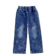 thumbnail image 2 of Girls Butterfly Wide Leg Denim Pants - Elastic Waist Soft Pull On Jeans for Kids Kids Play 2T 3T 4T 5/6 7/8,Size 2-3 T, 2 of 5