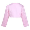 thumbnail image 2 of Lejafay Girls Satin Long Sleeve Bolero Shrug Party Wedding Pageant Flower Dress Cover Up Short Pink 140, 2 of 6