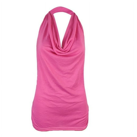 SNKSDGM Female Spaghetti Strap Tank Top with Built in Bra Plus Size Plus Size Spaghetti Strap Tank Top Women Sexy Drape Cowl Neck Tank Blouse Backless Sleeveless Vest Tops L