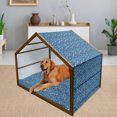 thumbnail image 2 of Modern Pet House, Pineapple Pattern Exotic Fruit in Digital Watercolor Illustration, Outdoor & Indoor Portable Dog Kennel with Pillow and Cover, 5 Sizes, Night Blue Turquoise, by Ambesonne, 2 of 4