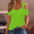 thumbnail image 2 of Timegard Womens Cold Shoulder Tops Short Sleeve V Neck Solid Color Shirts Loose Fitted Basic Tunic, 2 of 5