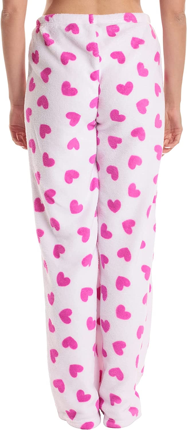 Just Love Fleece Pajama Pants for Women Sleepwear PJs (Heart - Fuchsia  White, 2X)