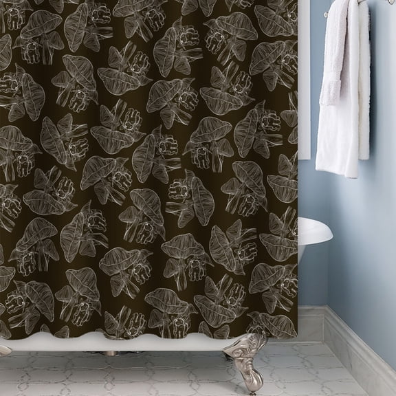 Tchckioa Fall Leaves Shower Curtain for Bathroom,Waterproof Hooks Bath Curtain,Black,72x72
