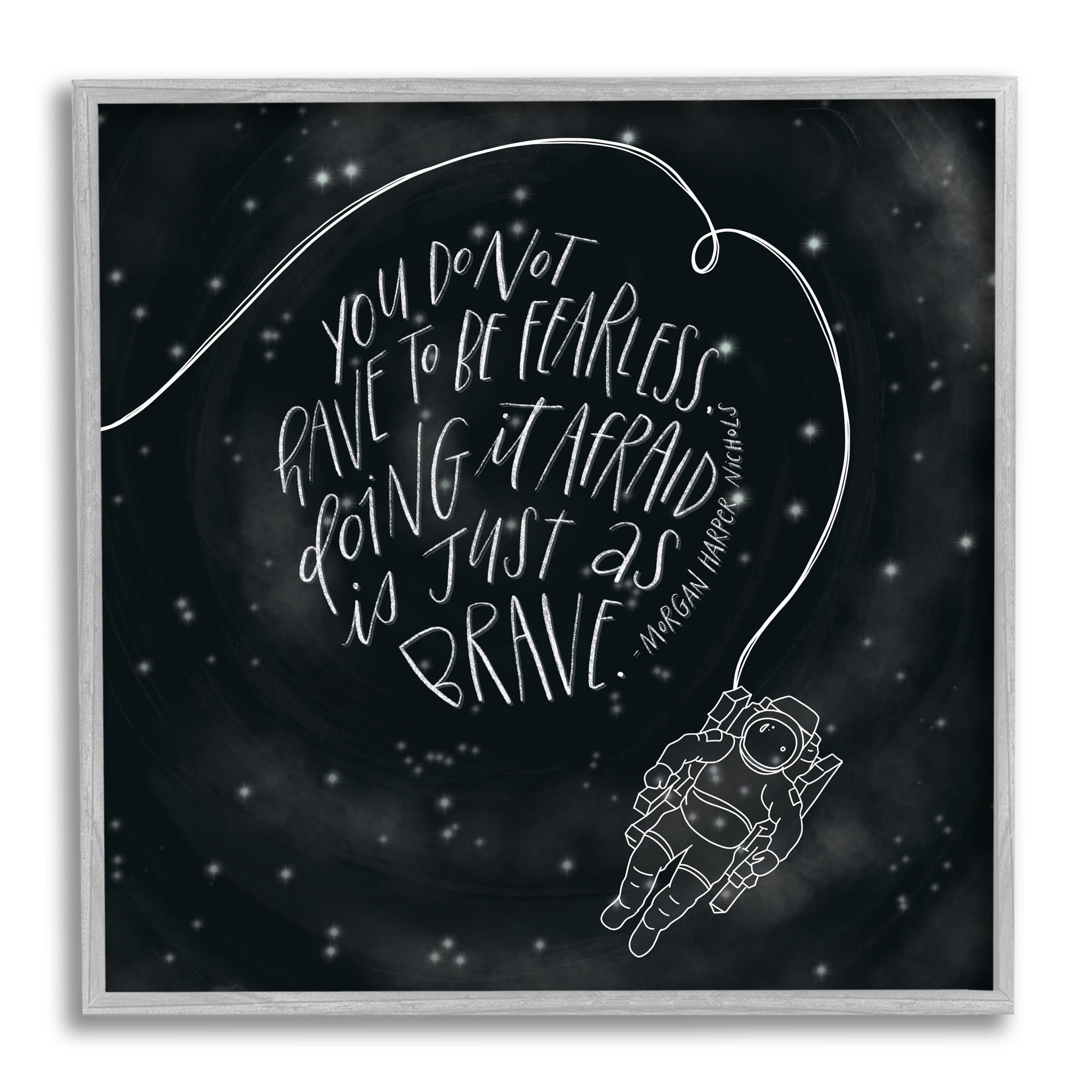 Stupell Industries Motivational Brave Fearless Quote Astronaut Starry Sky Framed Wall Art, 12 x 12, Design by Rachel Nieman