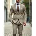 thumbnail image 6 of i.Finelong Men's Light Khaki Slim-Fit 2-Piece Suit Set - Daily Business Commute Office Outfit (Jacket & Pants), 6 of 7