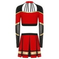 thumbnail image 4 of TiaoBug Women Cheer Leader Uniform Dance Cheerleading Costume Long Sleeve Crop Top with Mini Skirt Red M, 4 of 5